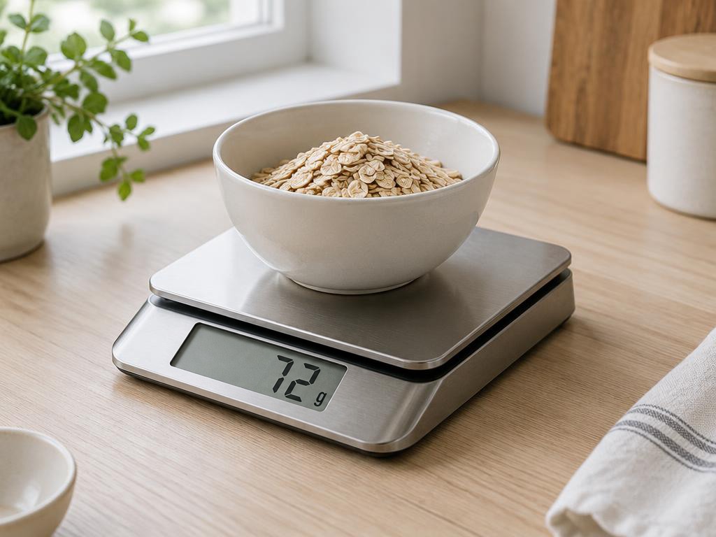 Bowl on a kitchen scale