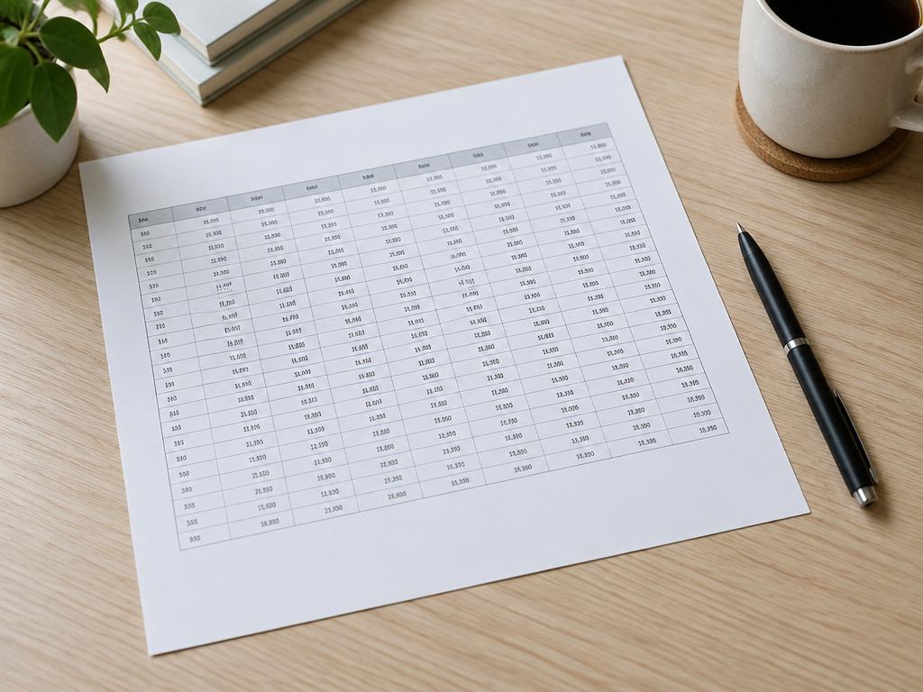Printed data table and pen