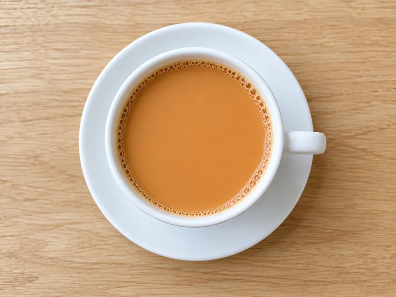 Cup of Hong Kong-style milk tea on a wooden table
